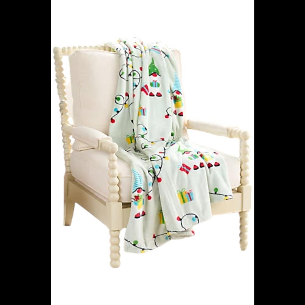 Kringle Express 60" x 80" Oversized Printed Whimsical Throw Gnomes